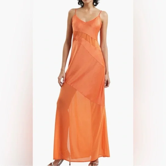French Connection | Dresses | French Connection Orange Lightweight Satin  Dress 6 | Poshmark